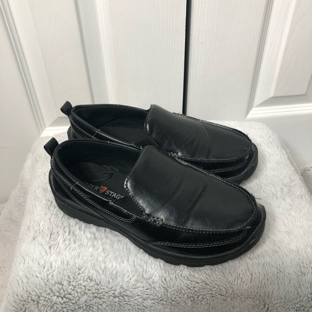 Deer Stag Big Boy’s Black Slip-On Shoes, Size 3 Medium
